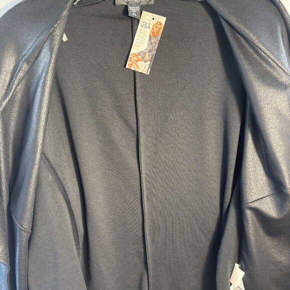 Karen Kane Womens Black Faux Leather Open Front Jacket With Ruched Sleeves One S - Picture 11 of 16